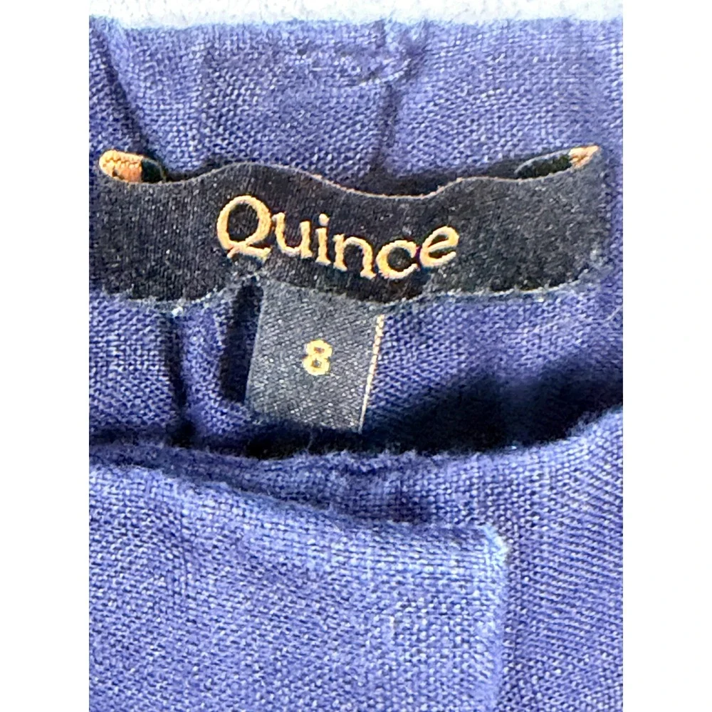 Quince Pleated Trouser Women 8 Deep Navy 100% European Linen Wide Leg Pants